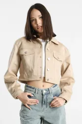 Tally Weijl Crop Kunstwildleder Jacke - Light Beige M Damen