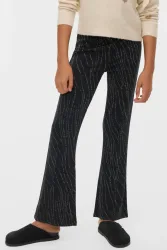 Vero Moda VMNITA Flare-Hose - Black + Silver Lurex 158 Kids