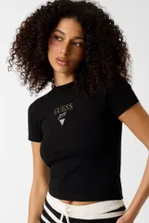 Guess Jeans Crop T-Shirt - Black M Damen