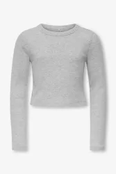 Only KOGBINA Geripptes Langarmshirt - Light Grey Melange 134-140 Kids