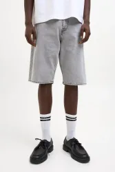 Jack & Jones Iron Extra Baggy Fit Jeans Bermudashorts - Grey Denim L Herren
