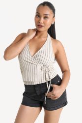 Only ONLBILL Neckholder Crop Top - Summer Sand + Black XS Damen