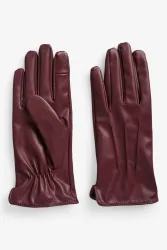 Pieces PCCELLIE Touchscreen Kunstleder Handschuhe - Tawny Port L Damen
