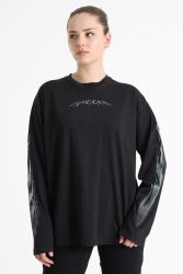 The Ragged Priest Nitric Oversize Langarmshirt - Black + Blue S Damen