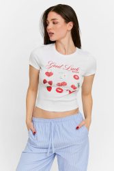 Tally Weijl Crop T-Shirt - White M Damen