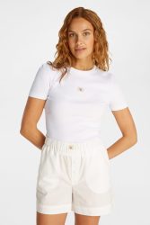 Calvin Klein Jeans Geripptes T-Shirt - Brilliant White S Damen