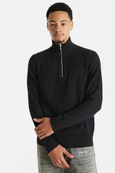 Jack & Jones Premium Blaliam gerippter Strickpullover - Black M Herren
