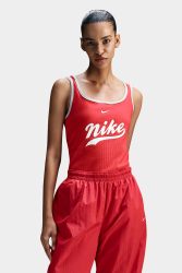 Nike Geripptes Tanktop - Fire Red + Light Iron Ore XS Damen
