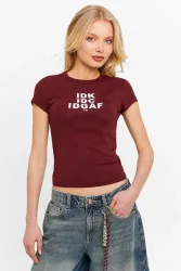 Tally Weijl Crop T-Shirt - Bordeaux XS Damen