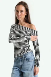 Levi's Clara Off Shoulder Langarmshirt - Ivie Stripe Anthracite Night XS Damen