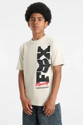 Fox Checker T-Shirt - Tan L Kids