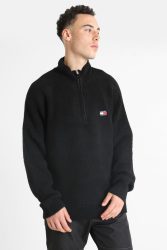 Tommy Jeans Raglan Badge Strickpullover - Black L Herren