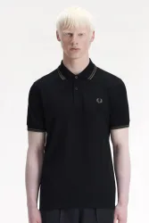 Fred Perry Twin Tipped Poloshirt - Black + Field Green L Herren