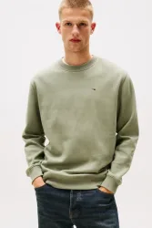 Tommy Jeans Flag Fleece Sweatshirt - Utility Sage L Herren