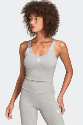 Adidas Originals Geripptes Crop Top - Medium Grau meliert 34 Damen