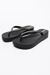 Ipanema Flip Flops mit Keilabsatz - Black + Gold EU38 Damen