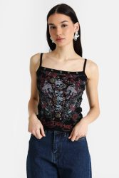 Ed Hardy Geripptes Crop Trägertop - Black S Damen