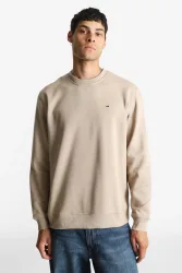 Tommy Jeans Flag Fleece Sweatshirt - Coastal Taupe S Herren
