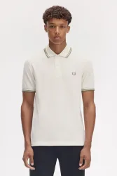 Fred Perry Twin Tipped Poloshirt - Offwhite M Herren