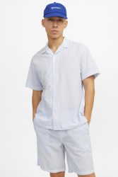 Jack & Jones Oversize Hemd aus Seersucker - Cashmere Blue M Herren