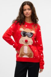 Vero Moda Newtinsel Weihnachtsstrickpullover - Chinese Red S Damen