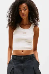 Tommy Jeans Geripptes Strick-Tanktop - Oatmeal Heather M Damen