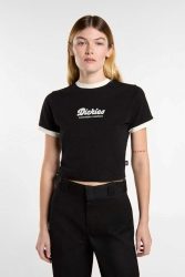 Dickies Ringer Lewistown Crop T-Shirt - Black M Damen