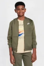 Nike Sportswear Club Fleece Kapuzensweatjacke - Medium Olive XL Kids