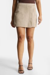 Only ONLRINEA Kunstwildleder Skort - Silver Mink XS Damen
