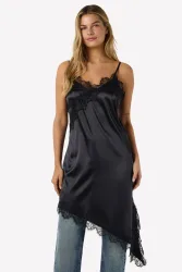 Noisy May NMSOFIE Asymmetrisches Satinkleid - Black S Damen