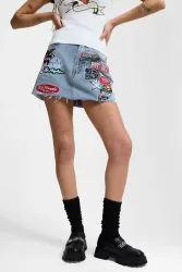 Ed Hardy Mini-Jeansrock - Medium Blue L Damen