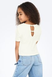 Only Grene Life geripptes Crop T-Shirt - Cloud Dancer 146-152 Kids