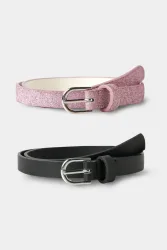 Name It NKFRAFI Doppelpack Gürtel - Pirouette + Black 65 Kids