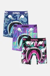PSD Underwear Warface Fresh Dreierpack Boxershorts - Blue + Purple + Black L Kids