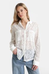 Pieces PCSCOUT Oversize Spitzenhemd - Cloud Dancer S Damen