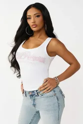True Religion Crystal geripptes Crop Top - Optic White XS Damen