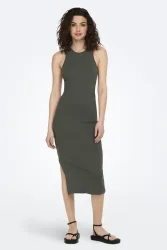 Only Belfast Geripptes Midikleid - Beluga XS Damen