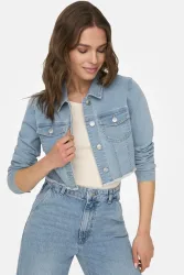 Only Wonder Crop Jeansjacke - Light Blue Denim XS Damen