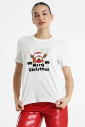 Only Weihnachts-T-Shirt - Cloud Dancer L Damen