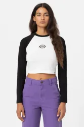 Dickies Sodaville Crop Langarmshirt - White + Black S Damen