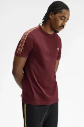 Fred Perry Contrast Tape Ringer T-Shirt - Oxblood L Herren
