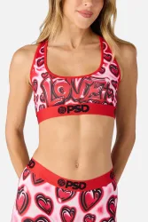 PSD Underwear Sport-Bralette - White + Red M Damen