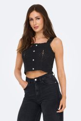 Only ONLAMARI Häkel Crop Top - Black M Damen