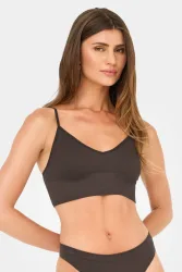 Only ONLVICKY Geripptes Crop Top - Seal Brown S/M Damen