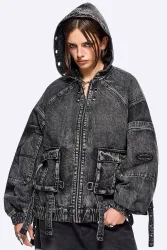 Minga London Zade Oversize Jeansjacke - Black Washed S/M Damen
