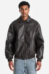 Karl Kani Bomber Kunstlederjacke - Dark Brown M Herren