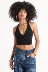 Tally Weijl Neckholder Crop Top - Black XXS Damen
