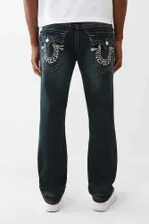 True Religion Ricky Straight Fit Jeans L34 - Night Rush Blue Black Wash 29/34 Herren