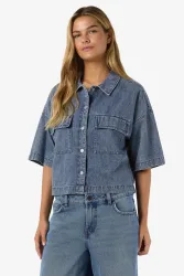 Noisy May NMENZA Crop Jeanshemd - Medium Blue Denim M Damen