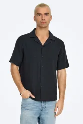 Only & Sons ONSLATHAM Leinenhemd - Dark Navy S Herren